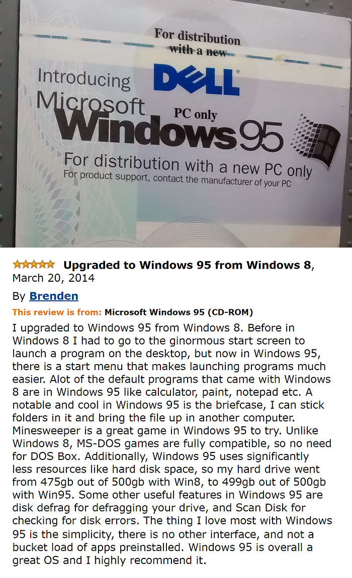 Microsoft Windows 95 poster and a comment 