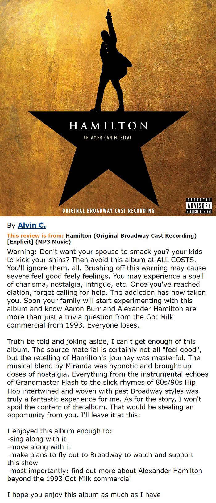 Hamilton musical disc and a comment 