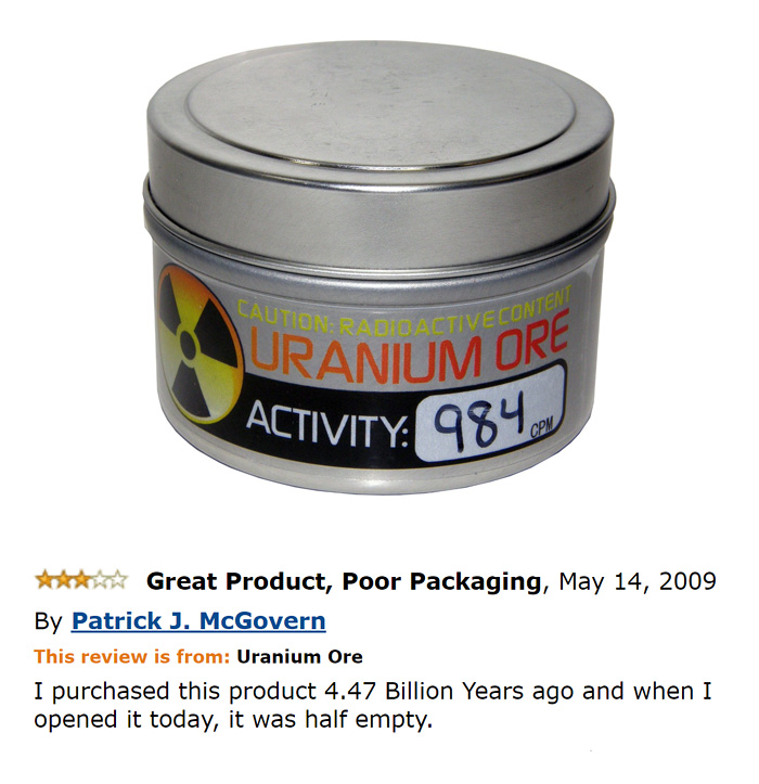 A can of uranium ore and a comment 