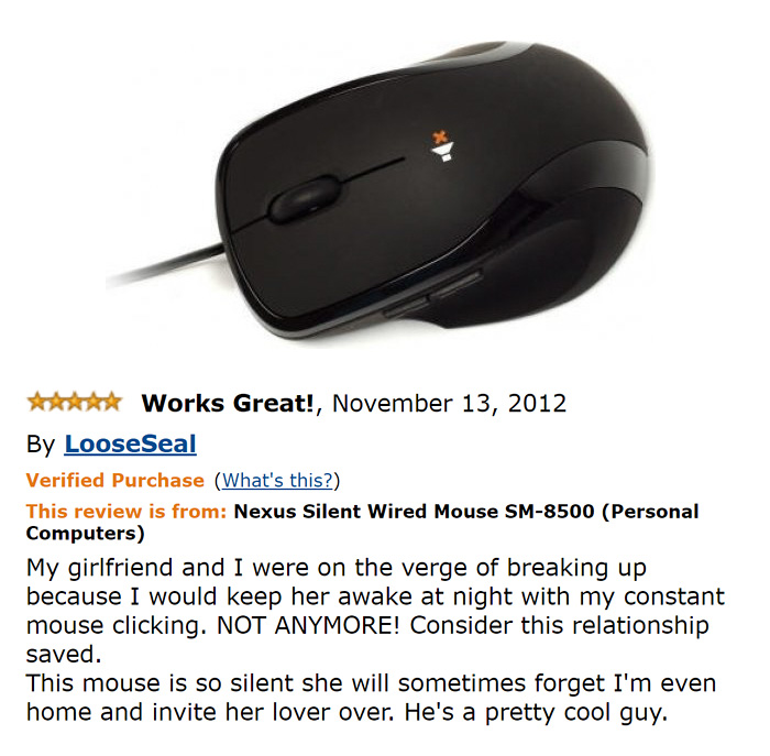 Black silent wired mouse and a comment 