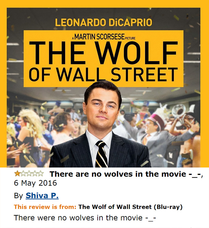 The Wolf Of Wall Street book cover and a comment 