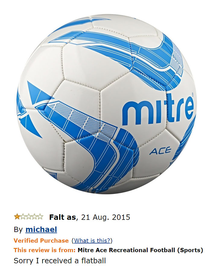Blue and white Mitre football ball and a comment 