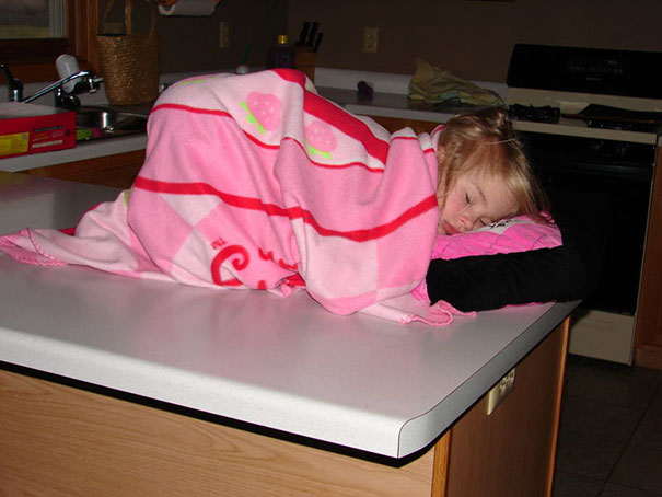Napping On A Kitche's Counter