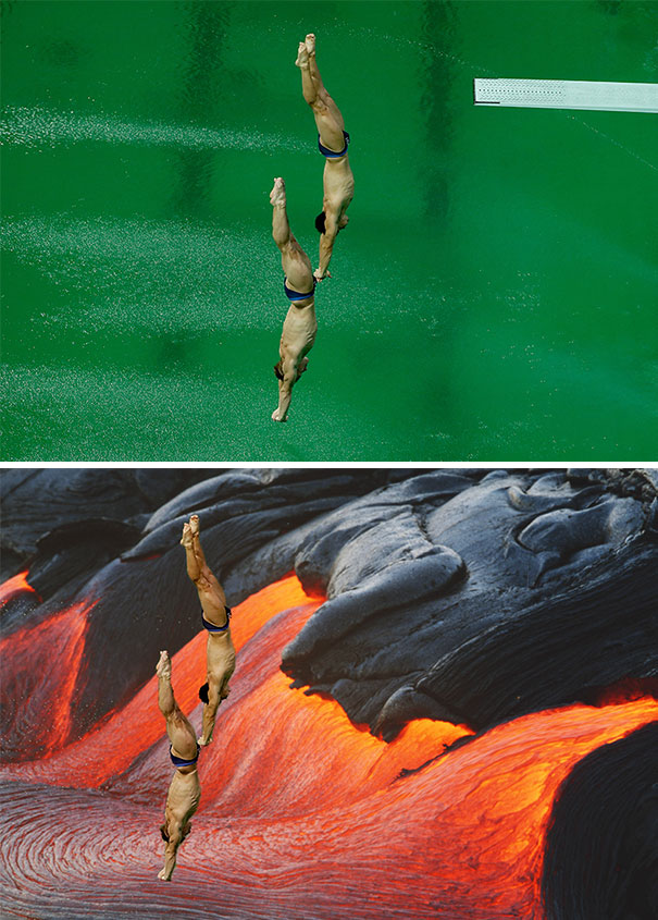 Olympics Athletes Dive In To The Volcano Lava