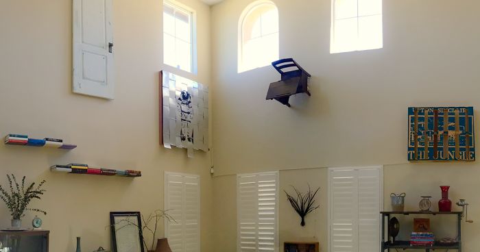 Wife Won’t Let This Guy Throw Things Out So He Hung It As “Art” On The Walls Instead