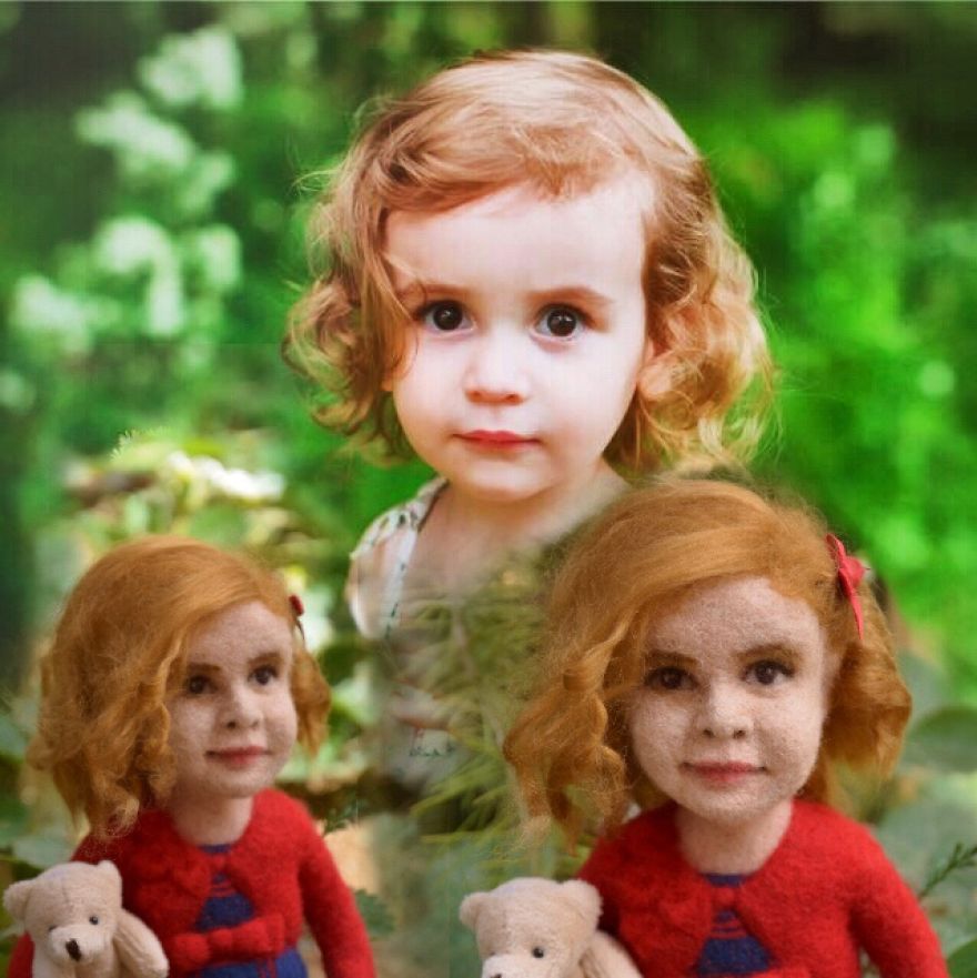 Needle Felted Wool Babygirl, Needlesea By Deniz Demiray