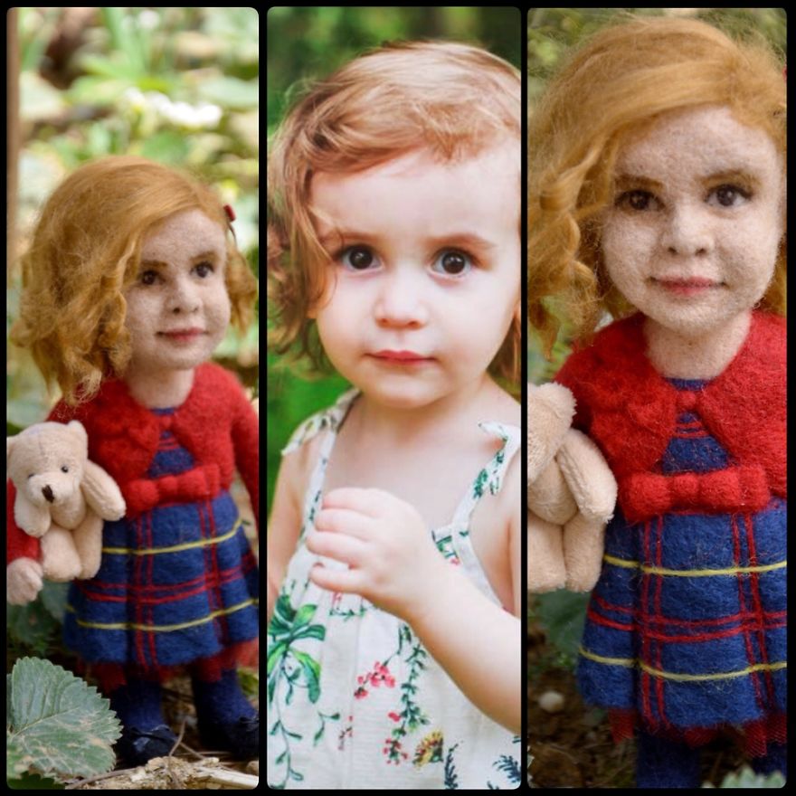 Needle Felted Wool Babygirl, Needlesea By Deniz Demiray