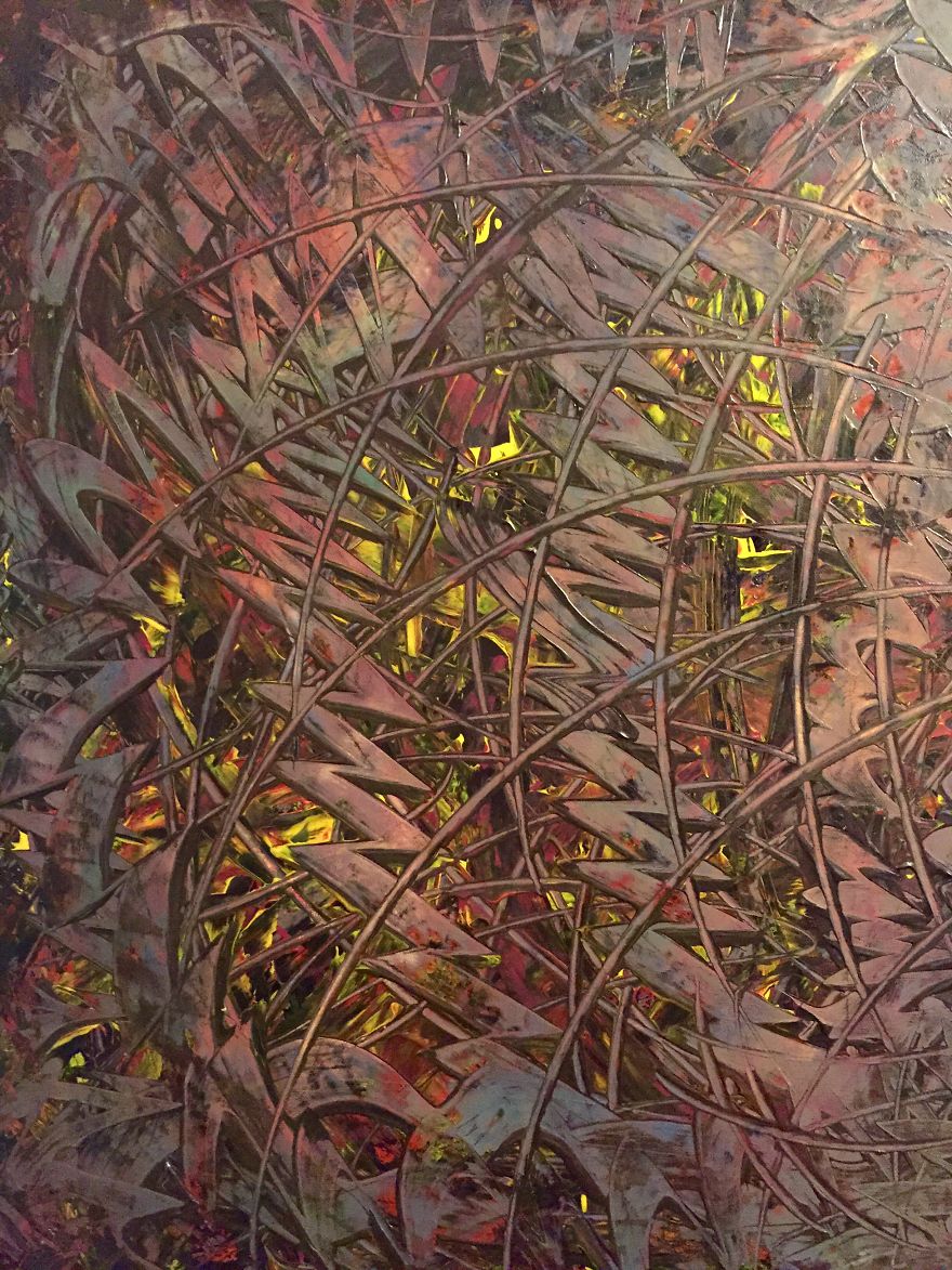 "poof! And I Blow It All Away", Acrylic On Canvas, 30"h X 24"w, By Linda Langerak