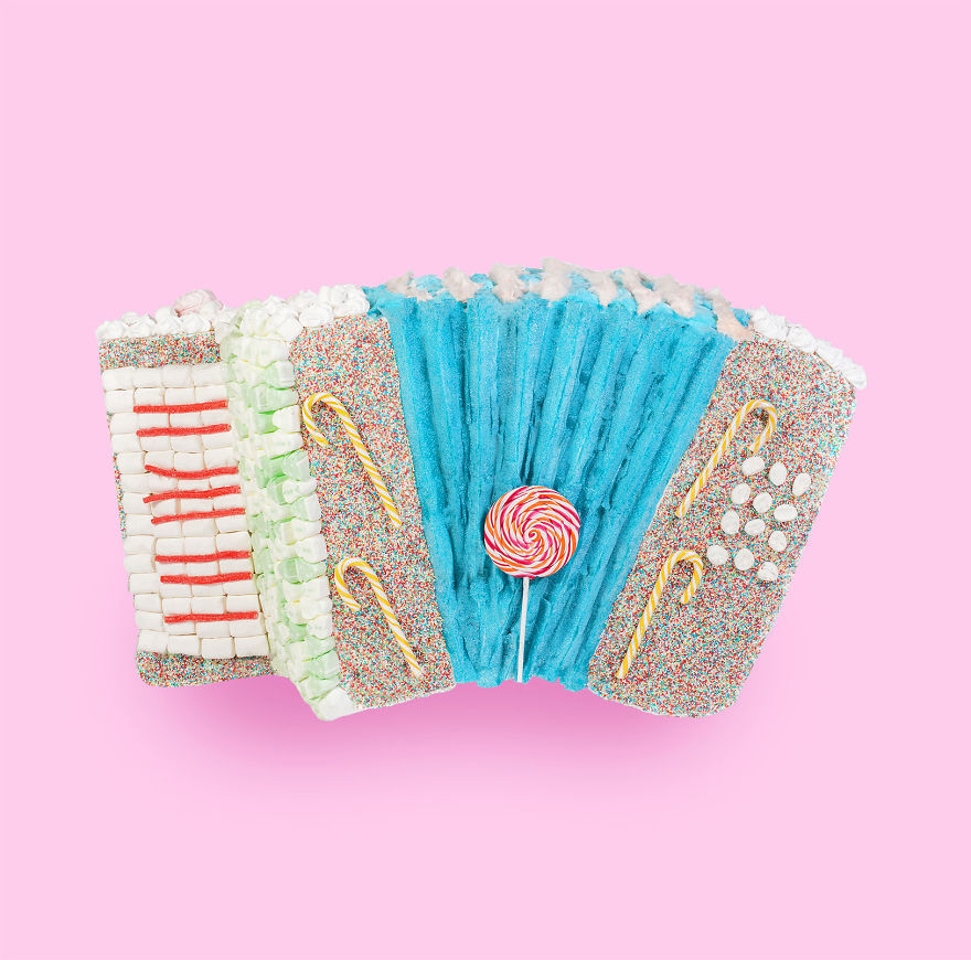 I Made Accordion Sculptures From Moss, Candies And Concrete I Made Accordion Sculptures From Moss, Candies And Concrete