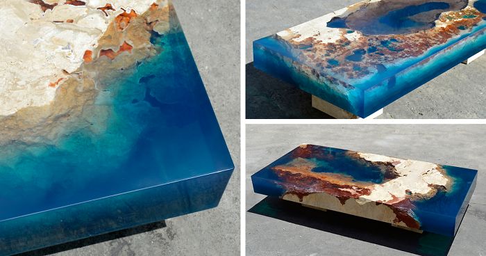 Ocean Coffee Tables That I Made By Merging Natural Stone And Resin