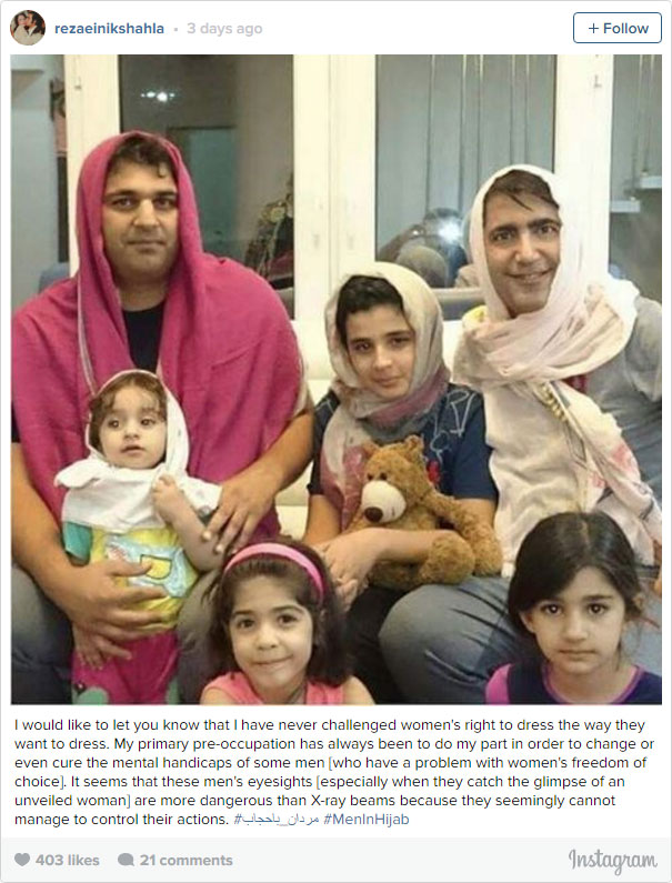 Iranian Men Wear Hijab To Fight For Women’s Rights In Iran