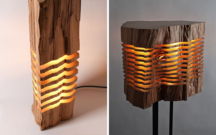 Sliced Lamps Made From Real Firewood Show The Beauty Of Simple Things