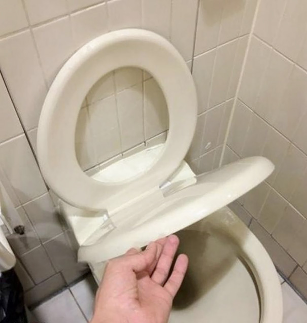 Toilet seat installation error; seat won't stay up.