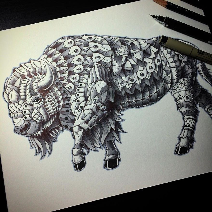 Ornate And Intricate Animal Drawings