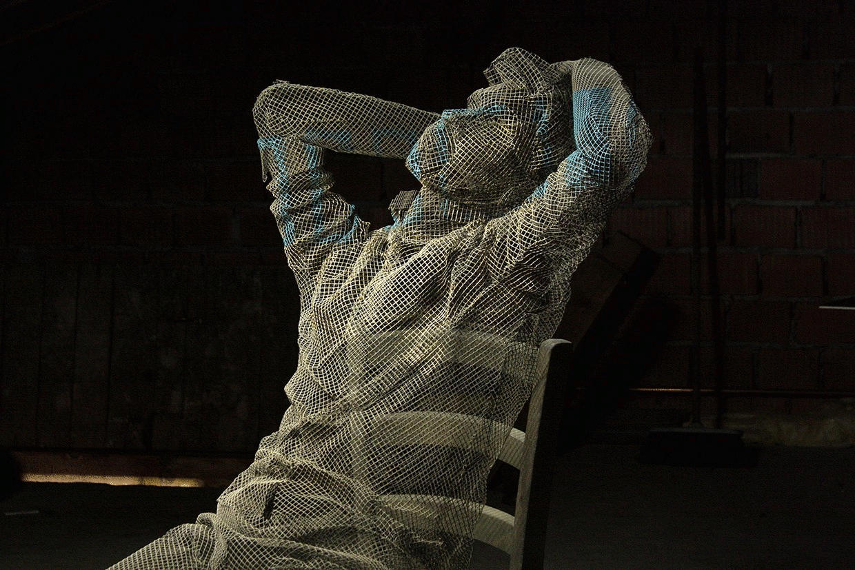 Chicken Wire Sculptures Of People Frozen In Time