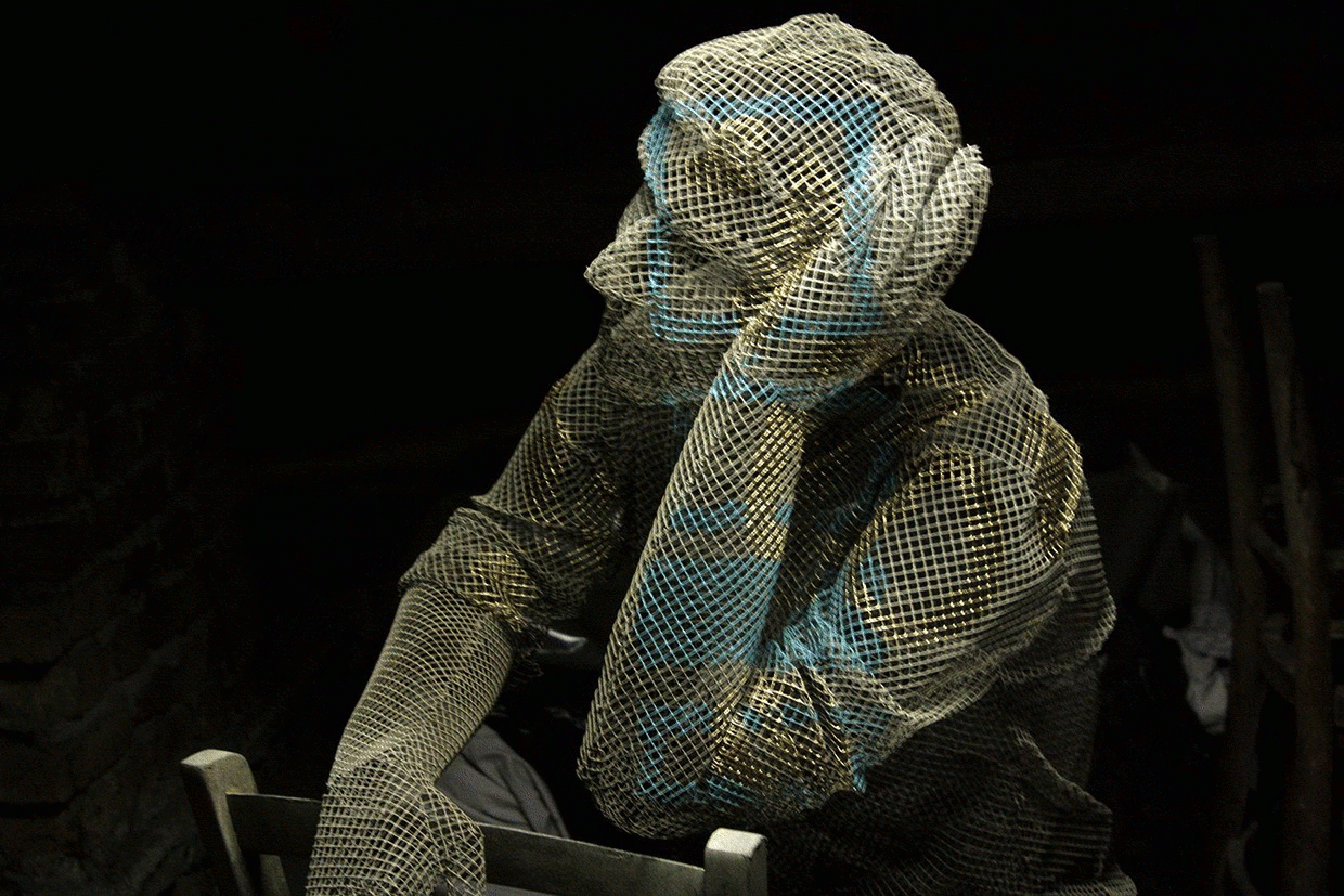 Chicken Wire Sculptures Of People Frozen In Time