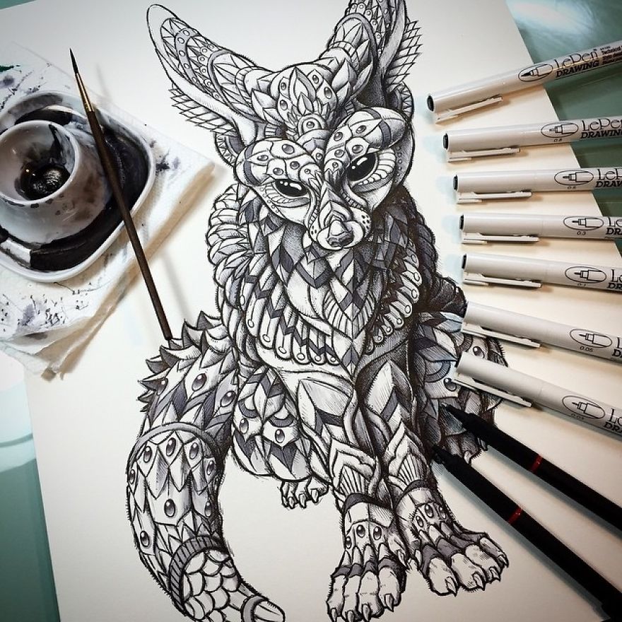 Ornate And Intricate Animal Drawings