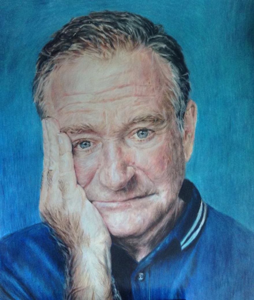 My Colored Pencil Portrait And Poem To Honour Robin Williams