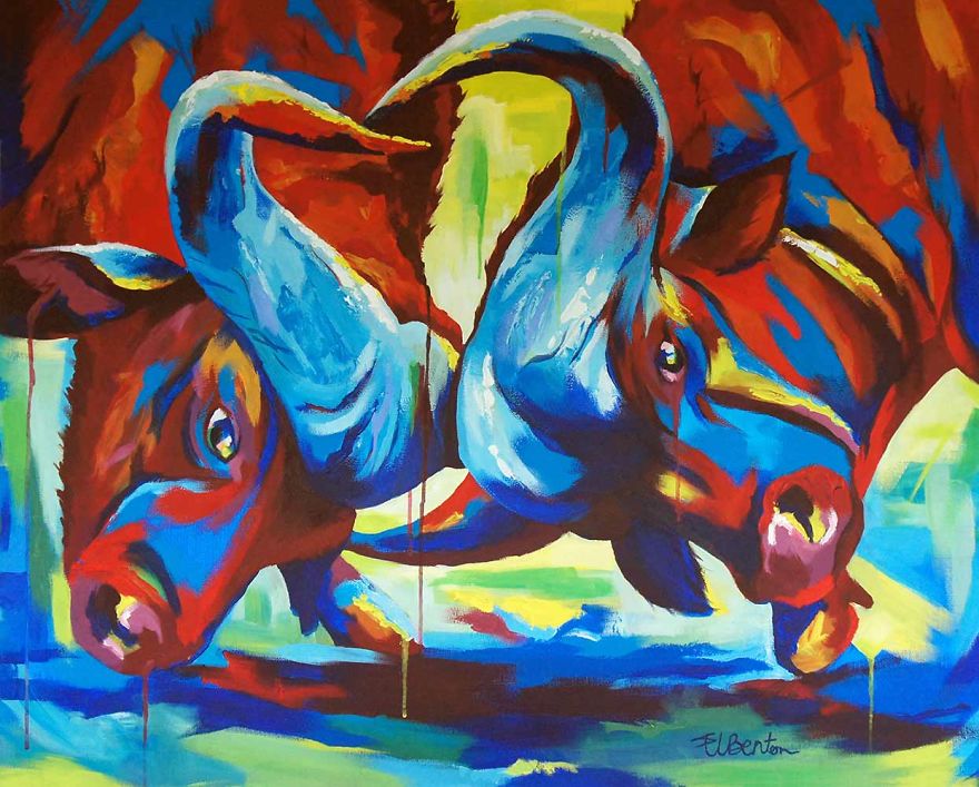 I Layer Up Colors Without Much Planning To Create These Vibrant Portraits Of Animals And People