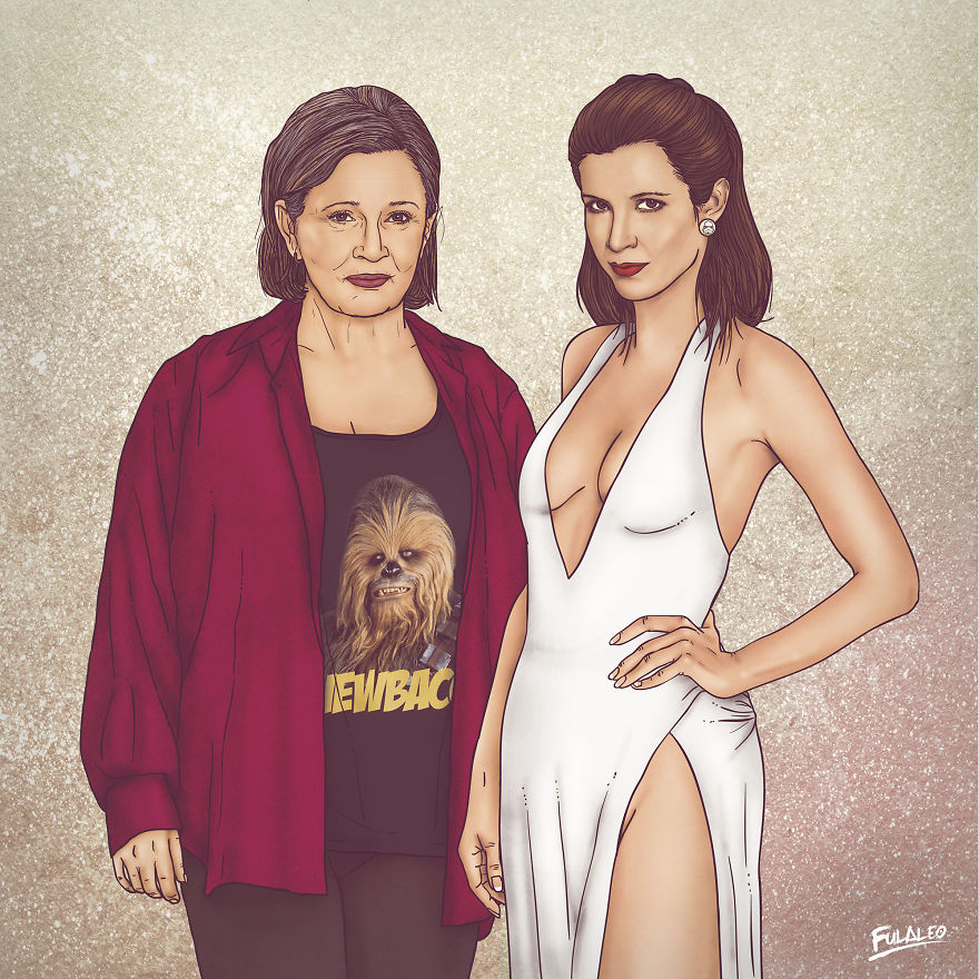 Before & After: Illustrations Of Female Celebrities With Their Younger Selves