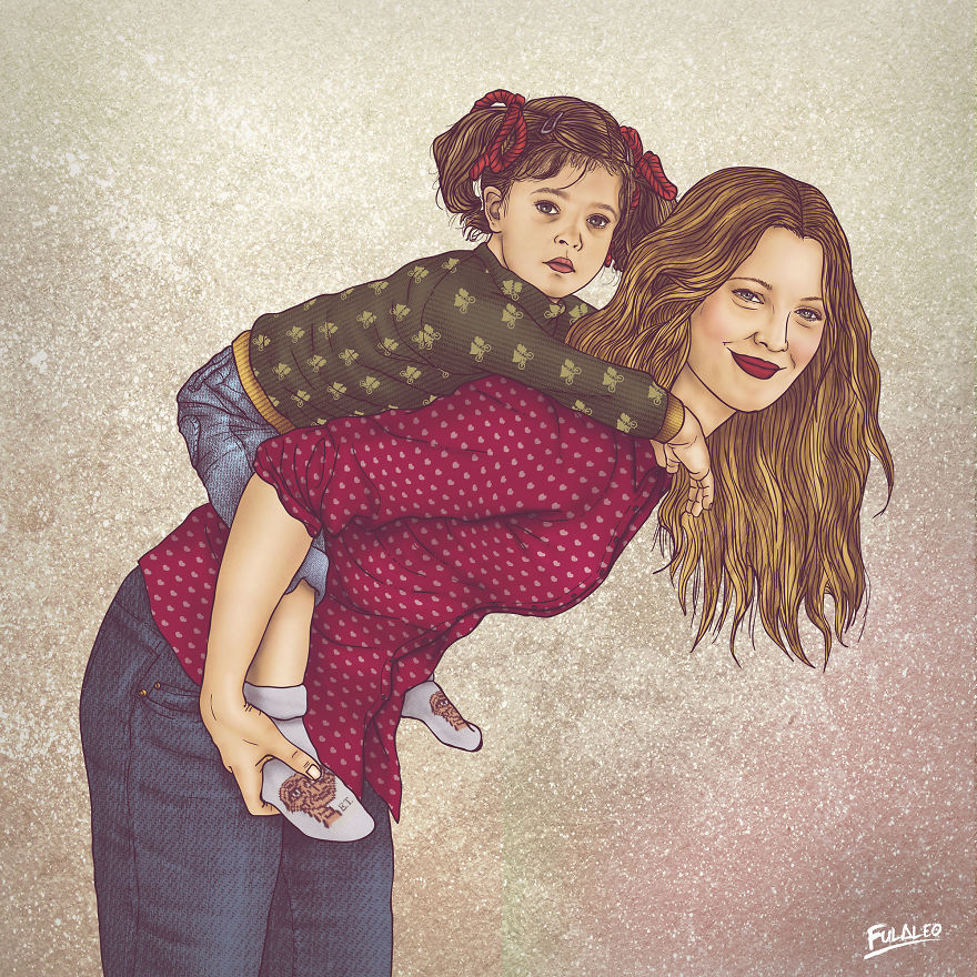 Before & After: Illustrations Of Female Celebrities With Their Younger Selves