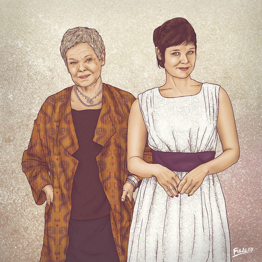 Before & After: Illustrations Of Female Celebrities With Their Younger Selves