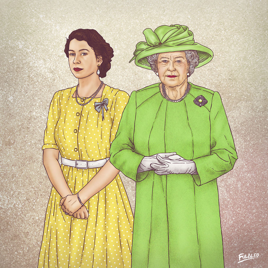 Before & After: Illustrations Of Female Celebrities With Their Younger Selves