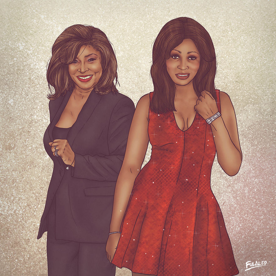 Before & After: Illustrations Of Female Celebrities With Their Younger Selves