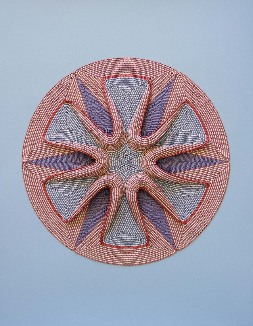 I Hand Cut Thousands Of Strips To Create 3D Paper Sculptures