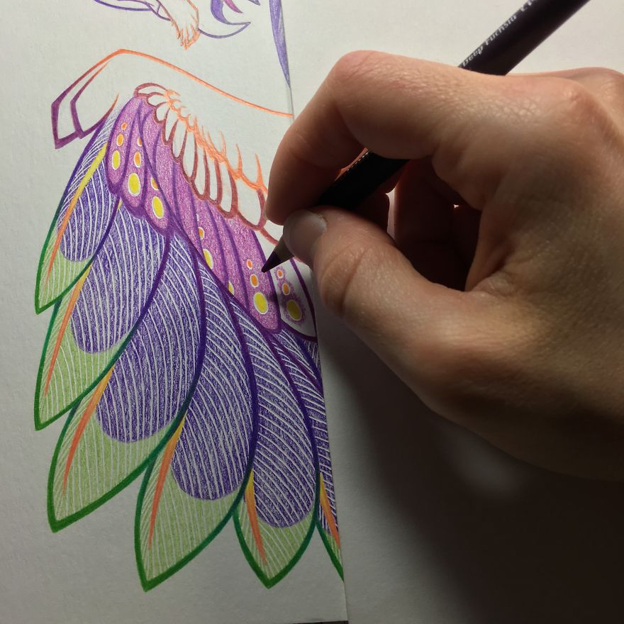 I Spent 32 Hours Creating A Colored Pencil Barn Owl Dragon Inspired By Oaxacan Woodcarvings I Spent 32 Hours Creating A Colored Pencil Barn Owl Dragon Inspired By Oaxacan Woodcarvings