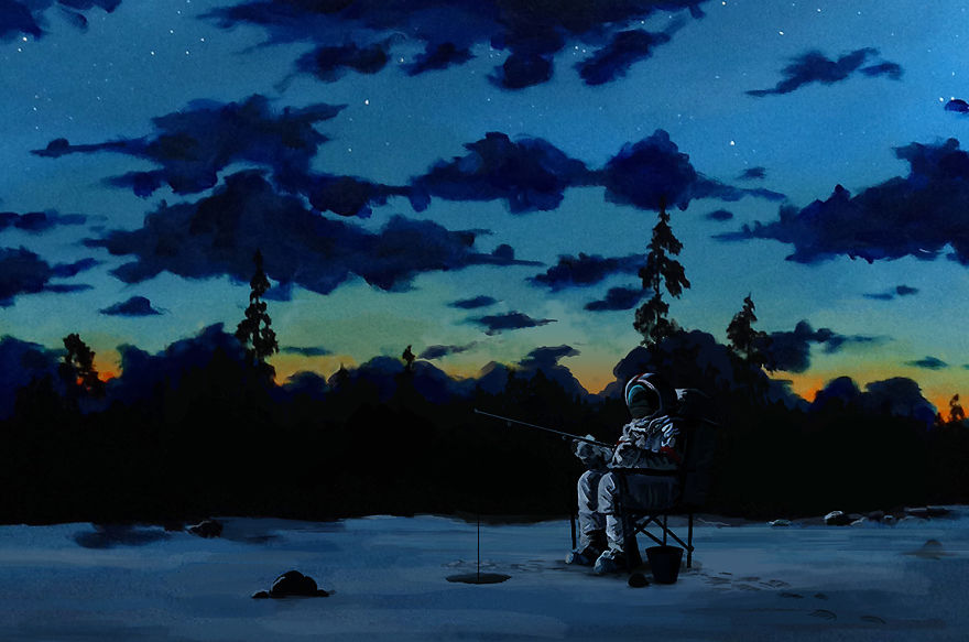 I Paint Astronauts, Flying Fruits And Bus Stops Set In The Danish Wilderness
