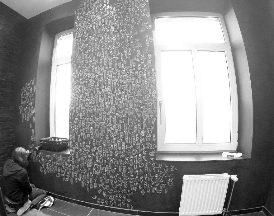 I Drew Over 100 Cute Little Monsters In A Boring Bathroom