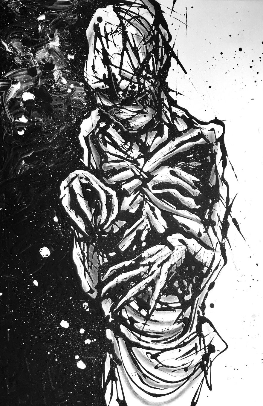 Mixing Abstract With Realistic In Drip Painting