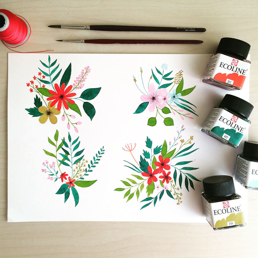 I Create Floral Illustrations