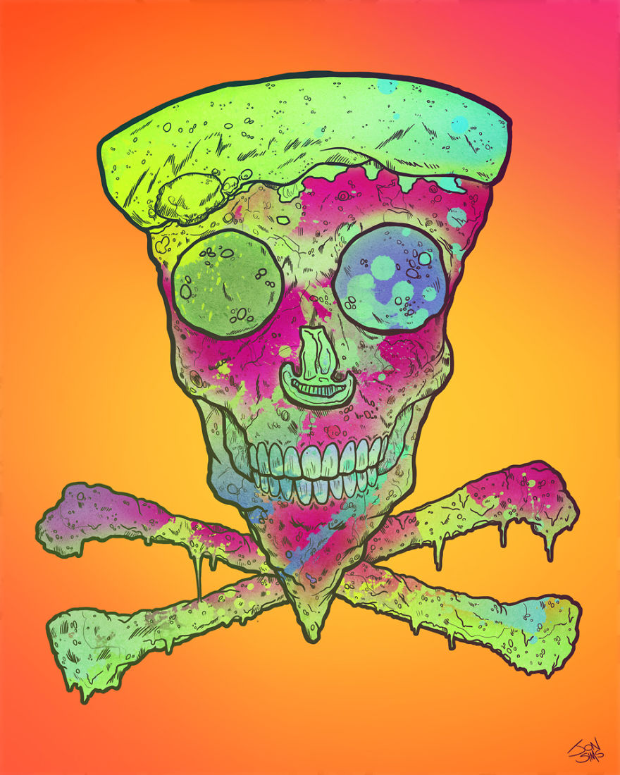 Skull Slice: My Radical Pizza Skull & Crossbones Drawings