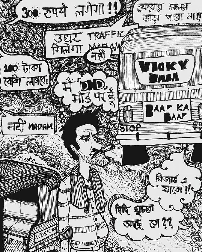 I Made A Series Of Doodles Based On The Indian Public Transport. I Spent 5-6 Hours On Each Of Them.