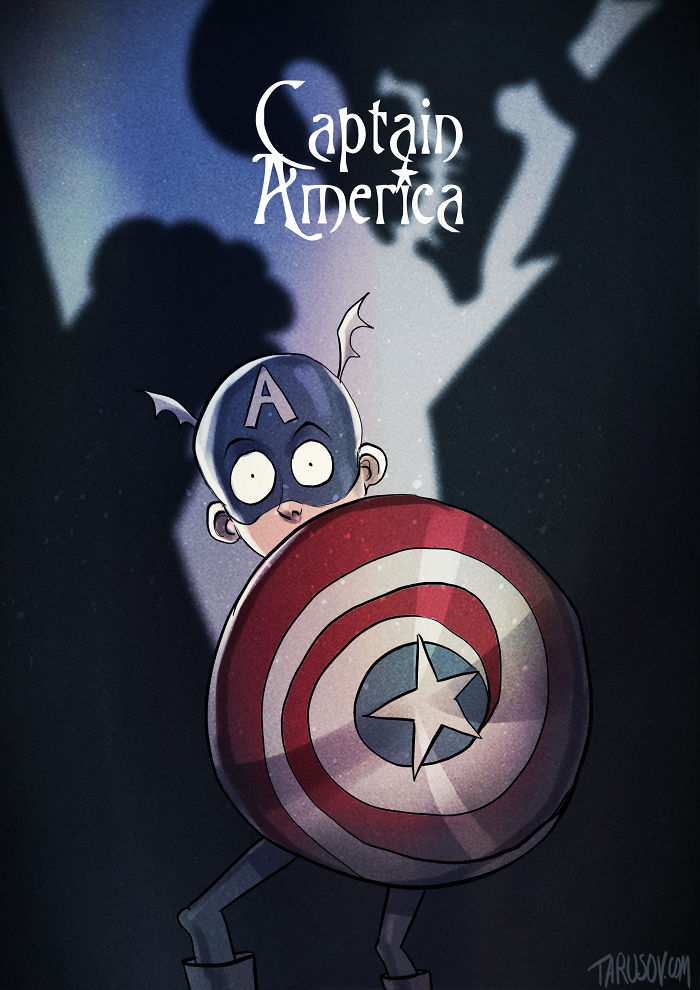Superheroes In Tim Burton's Style