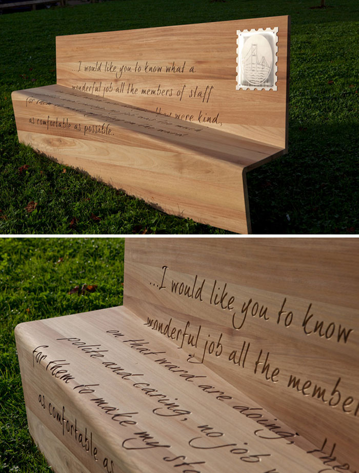 Letter Bench, Frenchay Hospital, Bristol, England
