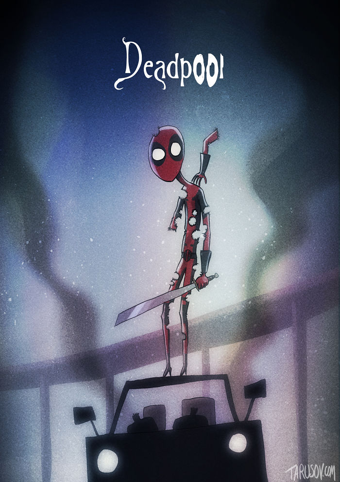 Superheroes In Tim Burton's Style