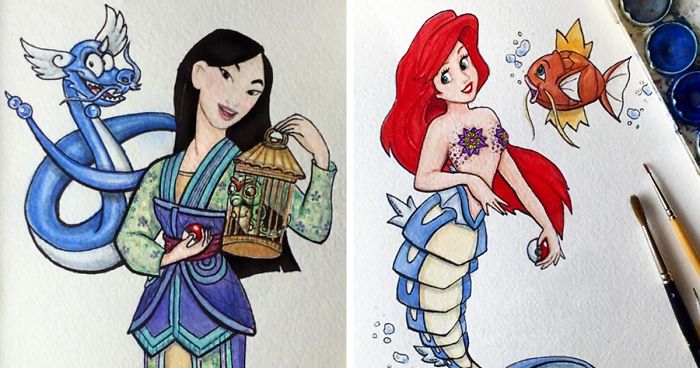 Artist Turns Disney Princess Sidekicks Into Pokemon