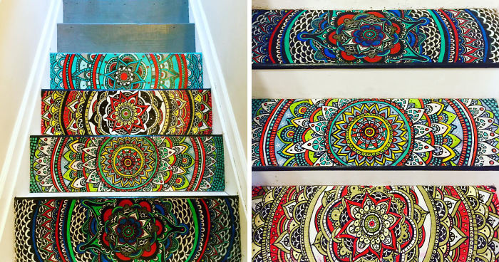 I Turned My Boring Stairs Into A Colorful Mandala