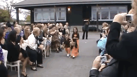 Adorable Flower Girl Picks Up The Petals Older Girl Drops In Front Of Her During Wedding
