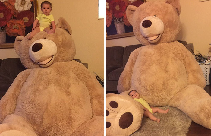 Grandpa Gets Granddaughter Ridiculously Huge Teddy Bear, And The Internet Just Cannot Bear It