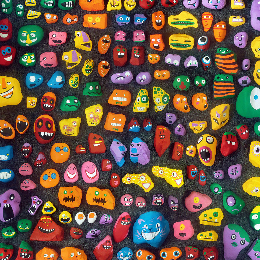My Kids And I Spent A Year Painting Over 1,000 Rocks And Hid Them For People To Spot And Photograph