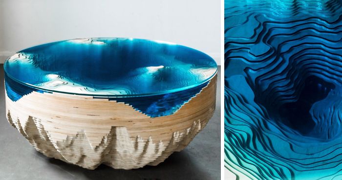 This Sea-Inspired Multilayered Table Lets You Look Into The Depths Of The Ocean