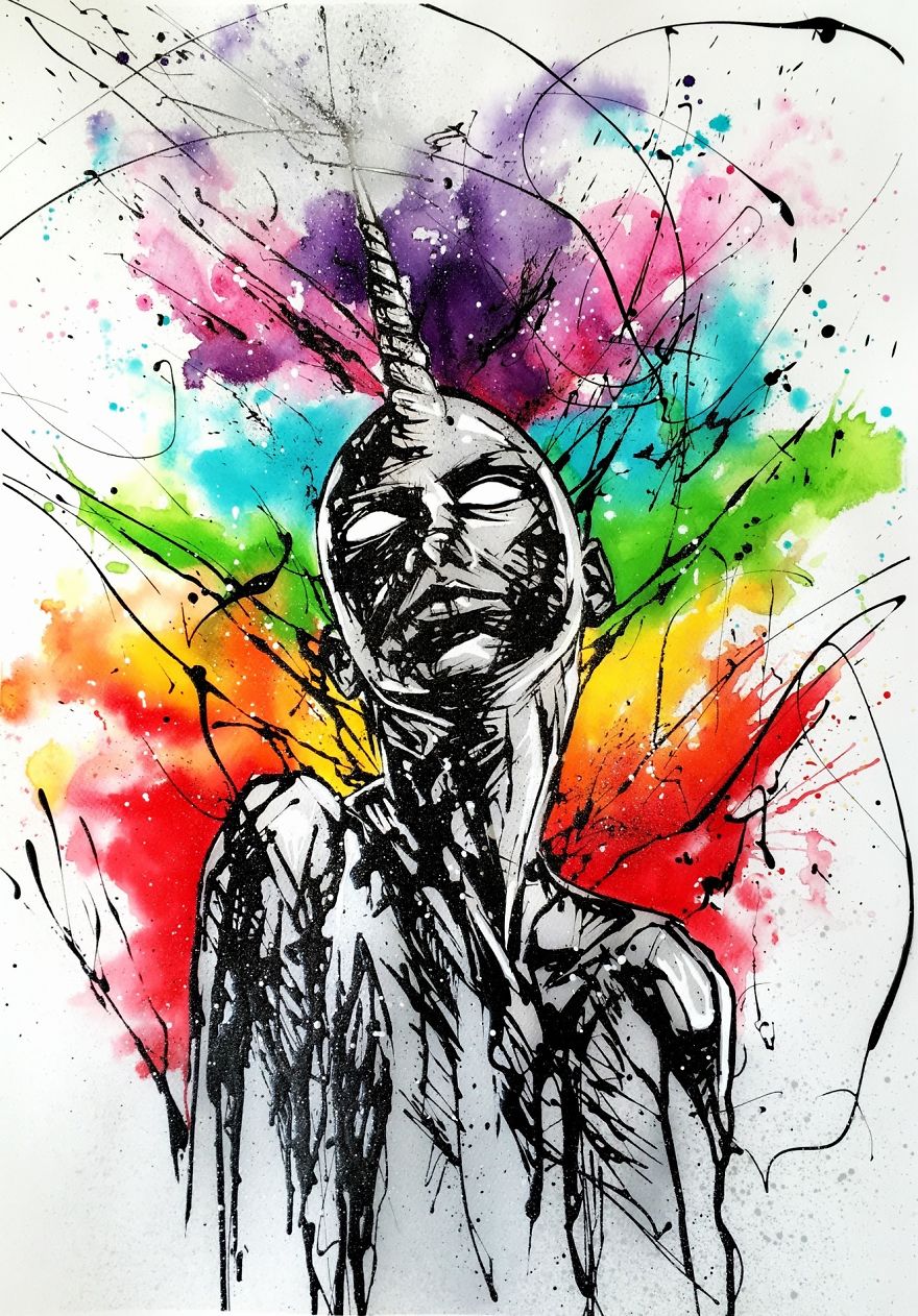 Mixing Abstract With Realistic In Drip Painting Mixing Abstract With Realistic In Drip Painting