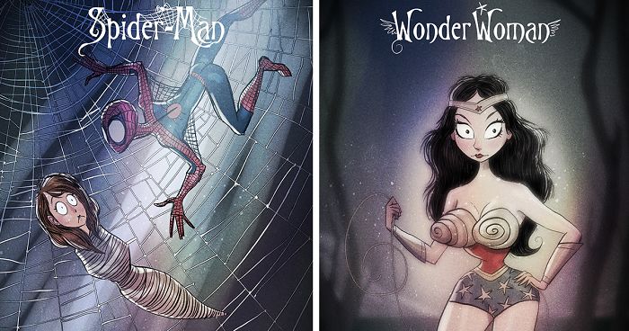 If Tim Burton Illustrated Superheroes