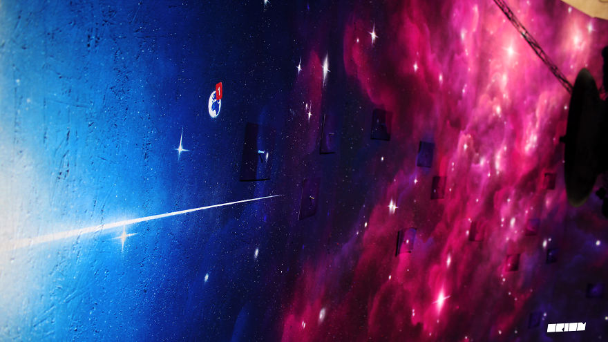 I Painted A 180° Panoramic Mural As A Tribute Celebrating The 39th Anniversary Of Nasa's Voyager 1 Spacecraft I Painted A 180° Panoramic Mural As A Tribute Celebrating The 39th Anniversary Of Nasa's Voyager 1 Spacecraft