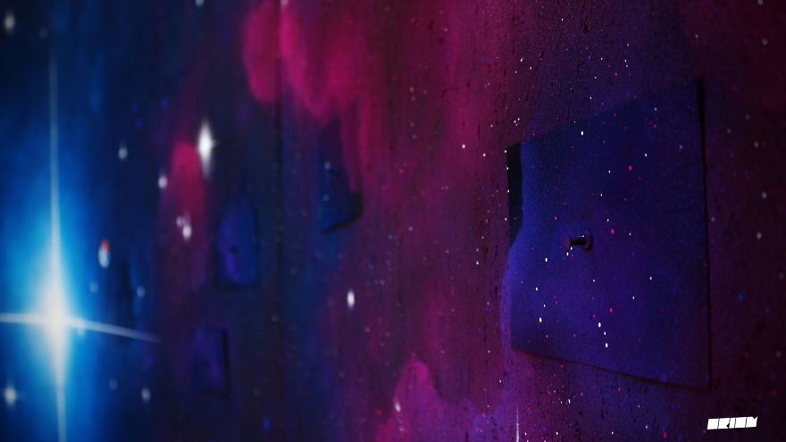 I Painted A 180° Panoramic Mural As A Tribute Celebrating The 39th Anniversary Of Nasa's Voyager 1 Spacecraft