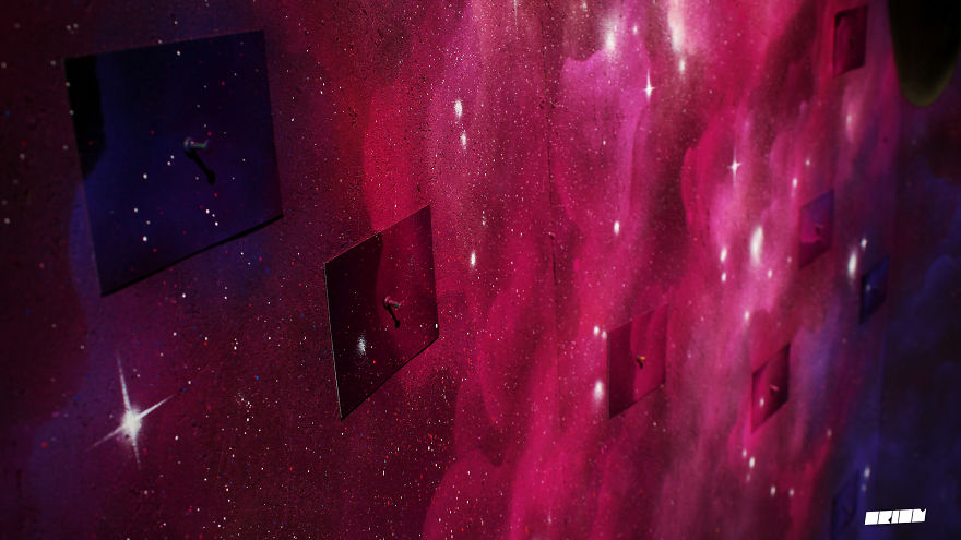 I Painted A 180° Panoramic Mural As A Tribute Celebrating The 39th Anniversary Of Nasa's Voyager 1 Spacecraft